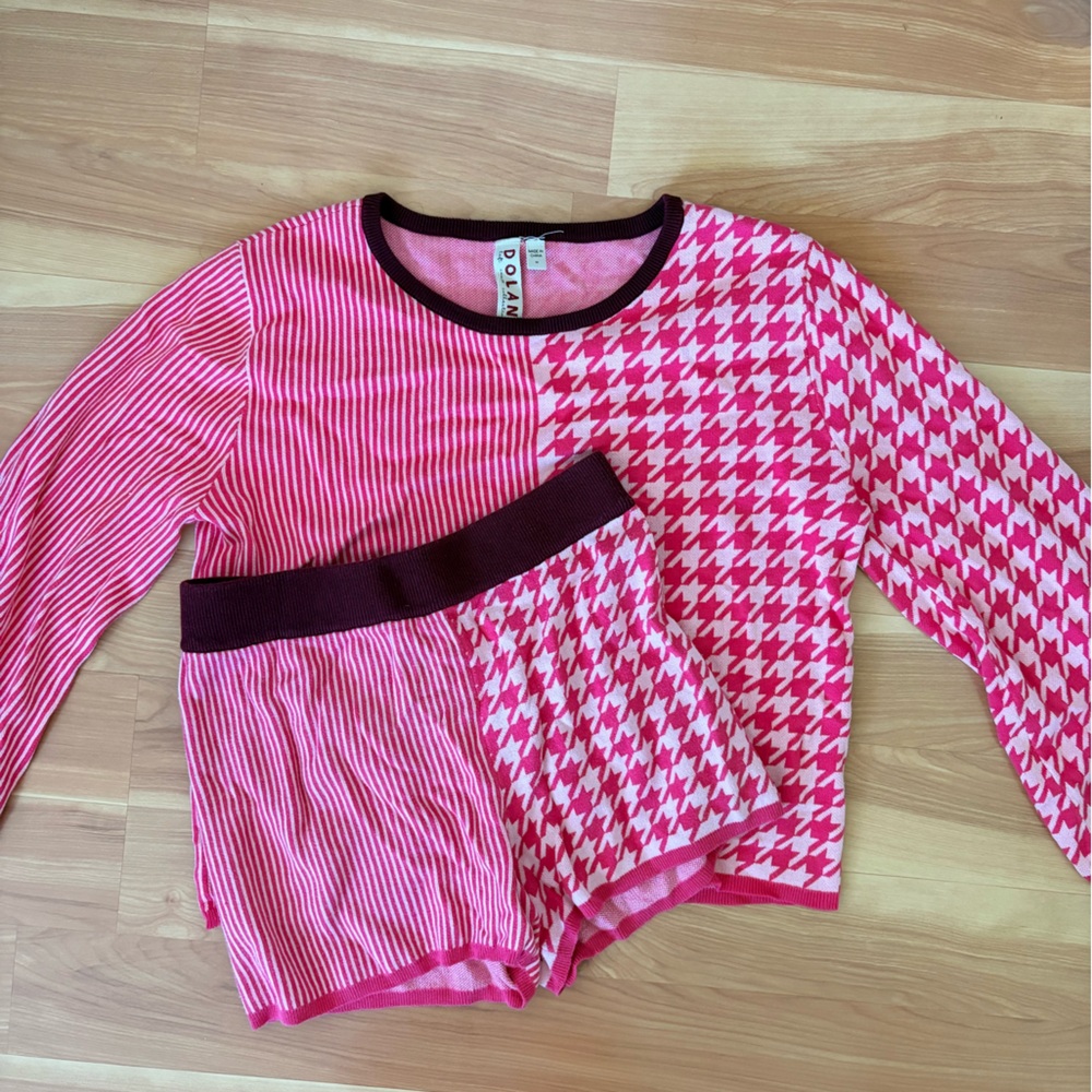 Dolan Pink and Red Knit Set